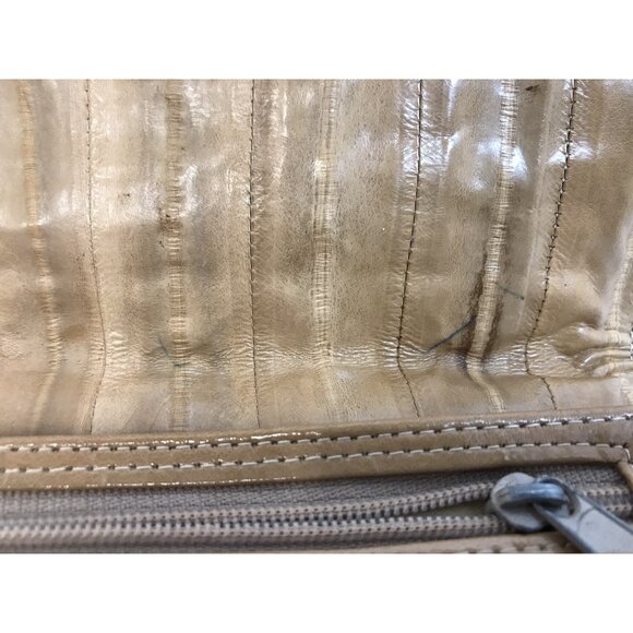 Borim Clutch Purse Rare Real EEL Skin Tan Vintage + Bonus  Matching Wallet - Picture 5 of 11